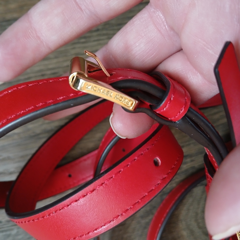 New Michael Kors Rhea Zip Mini Perforated Leather Backpack in Bright Red. - Picture 15 of 16